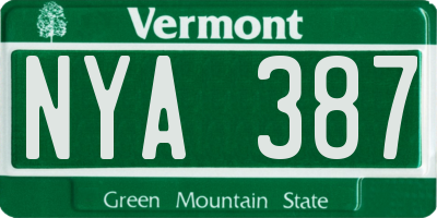 VT license plate NYA387