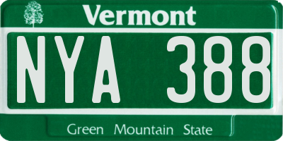 VT license plate NYA388