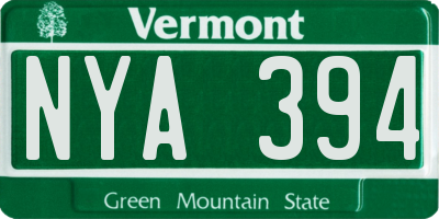 VT license plate NYA394