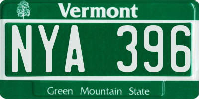 VT license plate NYA396