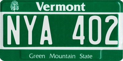 VT license plate NYA402