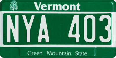 VT license plate NYA403