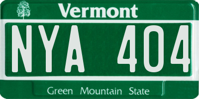 VT license plate NYA404
