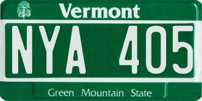 VT license plate NYA405