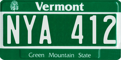 VT license plate NYA412