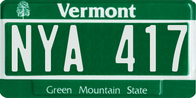 VT license plate NYA417