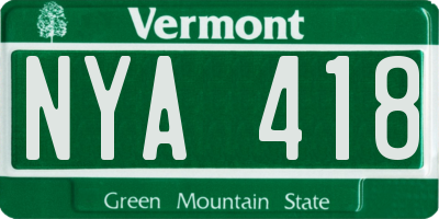 VT license plate NYA418