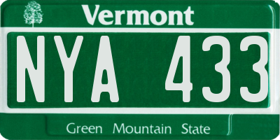 VT license plate NYA433