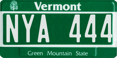 VT license plate NYA444