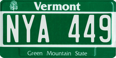 VT license plate NYA449