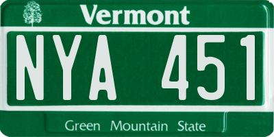 VT license plate NYA451