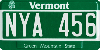 VT license plate NYA456
