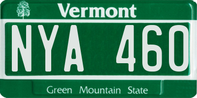 VT license plate NYA460