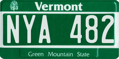 VT license plate NYA482