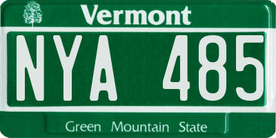 VT license plate NYA485