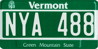 VT license plate NYA488