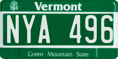 VT license plate NYA496