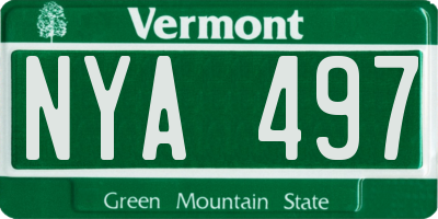 VT license plate NYA497
