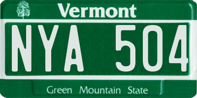 VT license plate NYA504