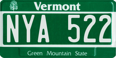 VT license plate NYA522
