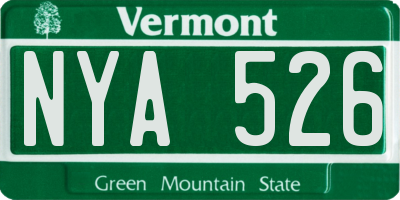 VT license plate NYA526