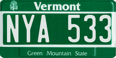 VT license plate NYA533
