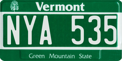 VT license plate NYA535