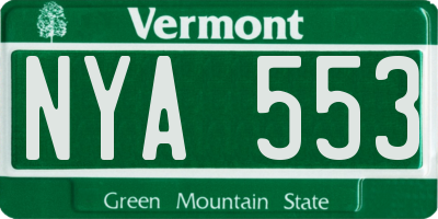 VT license plate NYA553