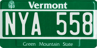 VT license plate NYA558