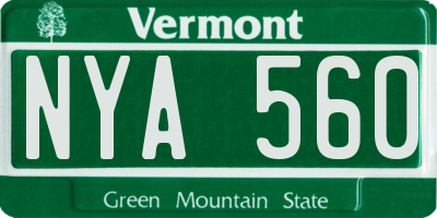 VT license plate NYA560