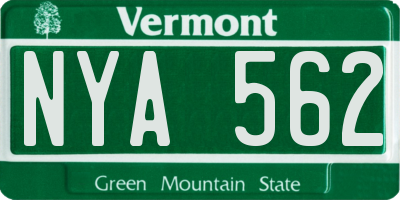 VT license plate NYA562