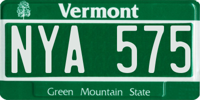 VT license plate NYA575