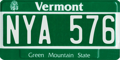VT license plate NYA576