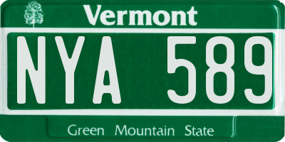VT license plate NYA589