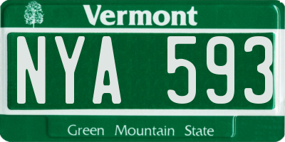 VT license plate NYA593
