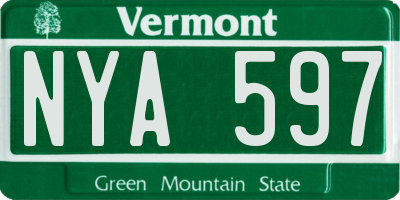 VT license plate NYA597