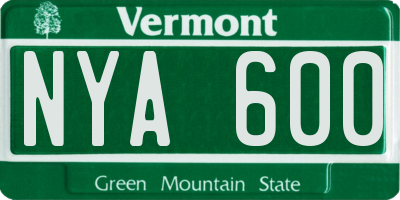 VT license plate NYA600