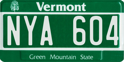 VT license plate NYA604
