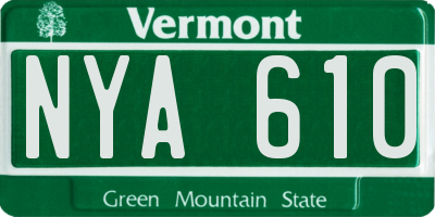 VT license plate NYA610