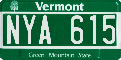 VT license plate NYA615
