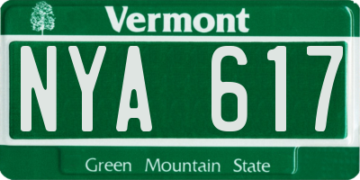 VT license plate NYA617