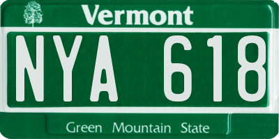 VT license plate NYA618