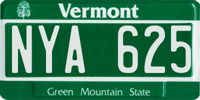 VT license plate NYA625