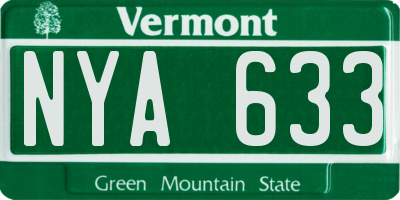 VT license plate NYA633