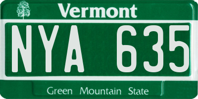 VT license plate NYA635