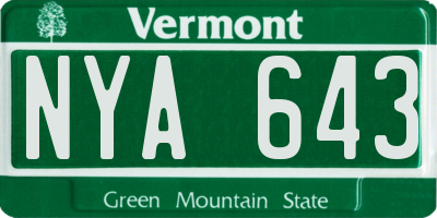 VT license plate NYA643
