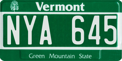 VT license plate NYA645