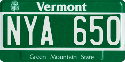 VT license plate NYA650