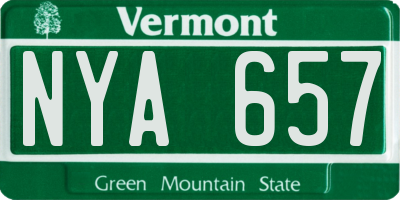 VT license plate NYA657