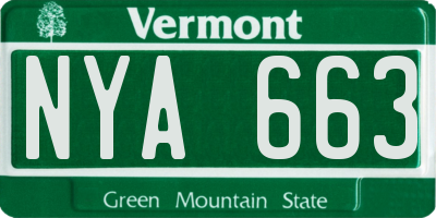 VT license plate NYA663
